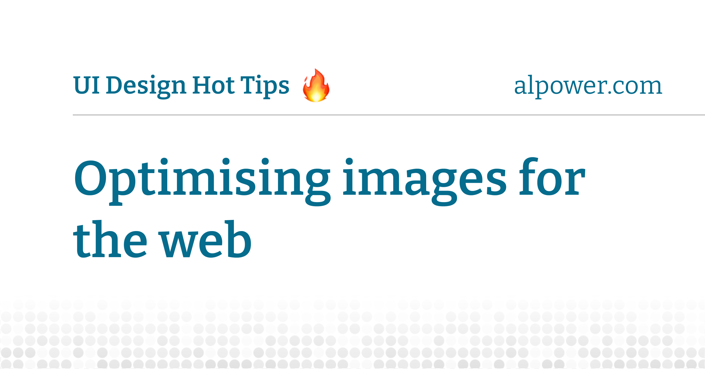 Optimising images for the web